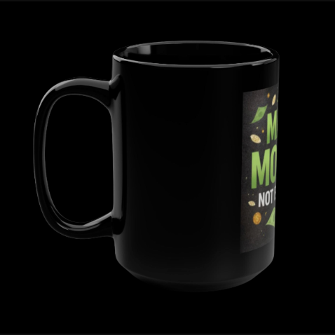 Make Money Not Excuses Mug — 15oz Black Motivational Coffee Cup